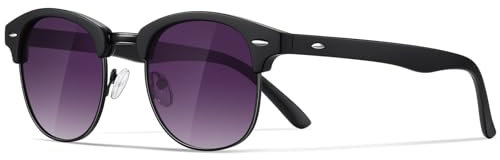 Occhsouo Polarisierte-Halbrahmen-Sonnenbrille-Unisex-Sonnenbrille-Herren-Damen Klassische Retro UV400 Schutz Rechteckig Sonnen brille Metallrahmen Autofahren Reisen(3-Schwarz/Lila)
