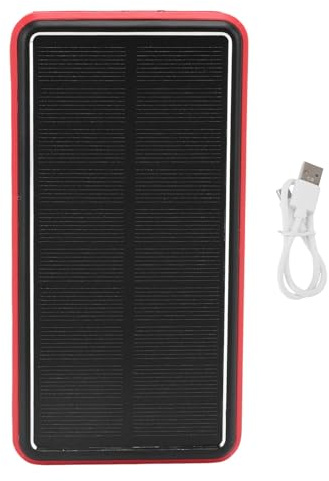 Solar Power Bank, caricatore portatile USB in lega di alluminio da 50000 mAh, caricatore solare (Rojo)