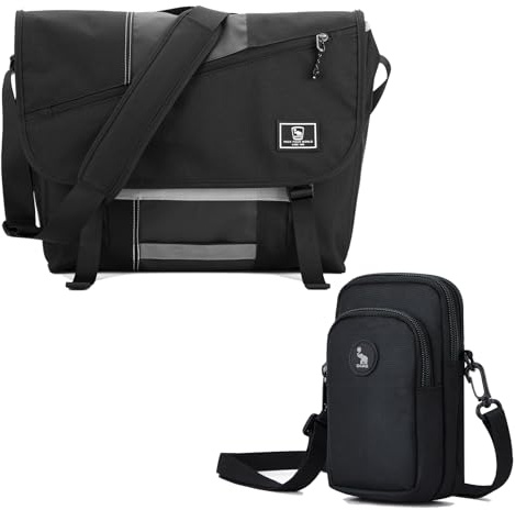 OIWAS 15.6 Zoll Laptop Umhängetaschen Herren Groß Bundle with 6,4 Zoll Männerhandtasche Klein Handytasche Zum Umhängen