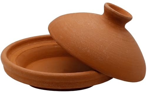 Marokkanische Tajine, Schmortopf aus Ton Ø 30cm Kochen für 3-4 Personen | Tagine unglasierter Gartopf Tontopf