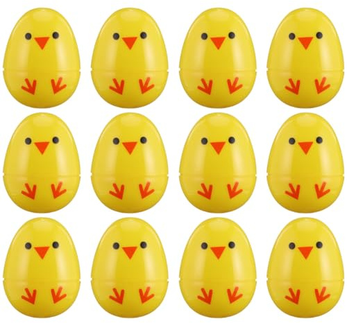 Toddmomy Œufs de Pâques Jaunes en Plastique 12 Pcs – Jouets à Ouvrir pour Garçon et Filles, Coquilles D'œufs Vides Décoratives pour Fête, Accessoires de Chasse aux Œufs et Activités