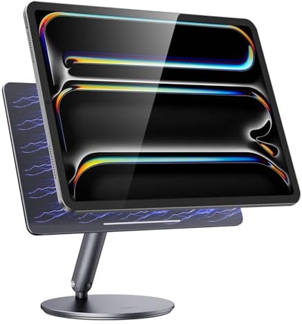 BENKS Magnetischer iPad Ständer für iPad Pro 11 (M5 2025 / M4 2024), Verstellbare 360° Drehbare Basis, Klappbarer Aluminium-Halter für Schreibtisch, Büro & Zuhause