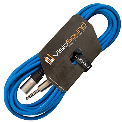Male XLR to 6.35mm Stereo TRS Jack Lead/Balanced Signal/Audio Speaker Cable 6m Blue