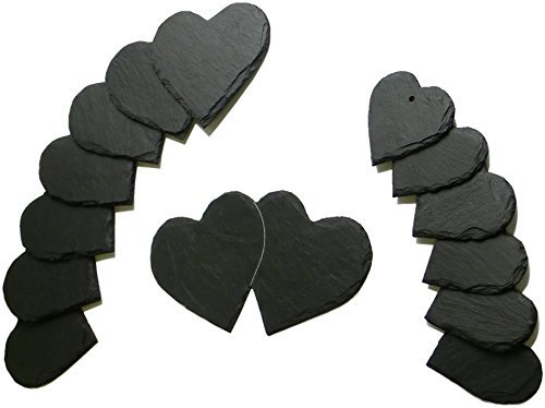 Schieferei – Schieferherzen zum Beschriften mit und ohne Lochung erhältlich – 10x Dekoherzen aus Schiefer für Platzkarten, Geschenkanhänger & Tischdeko – ideal für Hochzeiten & andere Events (7x7 cm)