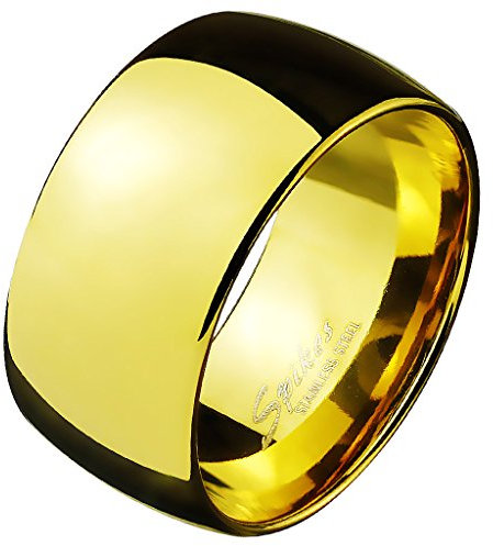 Mianova Herren Ring Extra Breit Edelstahl Spiegel poliert Daumenring Männer Biker Rocker Massiv Herrenring Gold Größe 65 (20.7)