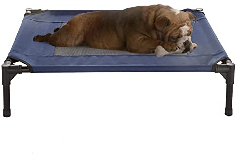 Petmaker Elevated Dog Bed - 30x24-Inch Portable Pet Bed with Non-Slip Feet - Indoor/Outdoor Dog Cot or Puppy Bed for Pets up to 50lbs (Blue)