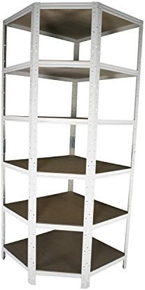 Shelf Creations Basic Eckregal Stecksystem 200x90x60cm in weiß 6 Böden für Schwerlastregale mit 90cm Tiefe: Ideale Ergänzung durch Ausnutzung der Ecken Metallregalv Kellerregal Lagerregal Garagenregal