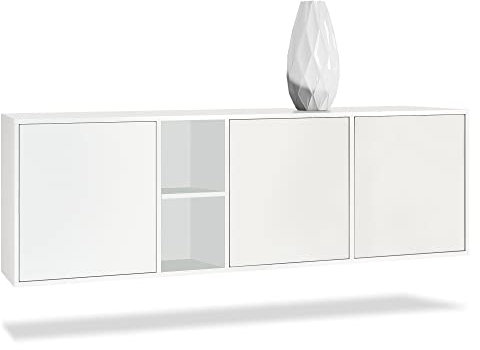 Vladon Kommode Cuba, Made in Germany, Weiß matt/Weiß matt - Modernes Sideboard für Ihr Wohnbereich - (BxHxT) 182x53x35 cm