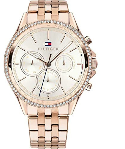 Tommy Hilfiger Orologio analogico multifunzione al quarzo da donna con cinturino in acciaio inossidabile color oro rosa - 1781978