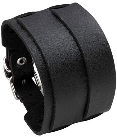 MILAKOO Bracciale in pelle con cintura larga per uomo Punk Gotico Bracciale Biker Nero/Marrone