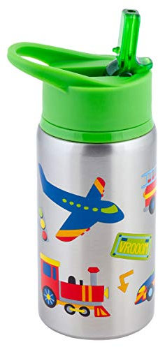 Stephen Joseph Stainless Steel Water Bottles, 18 OZ, Straw lid, Reusable Tumbler, Insulated, Transportation