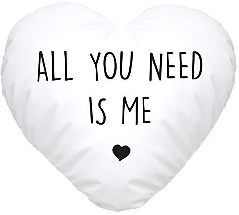 SpecialMe® Herz-Kissen Spruch All You Need is me Romantisches Liebes-Geschenk Kissenbezug inkl. Füllung weiß Herz-Kissen