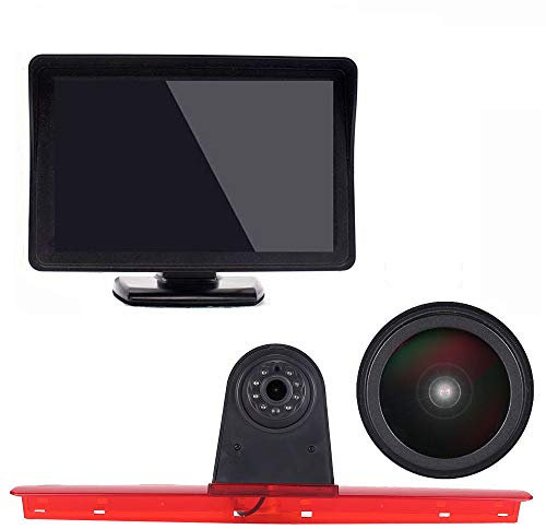 HD 1280x720 Pixel Transporter Van Wasserdicht Nachtsicht Rückfahrkamera im 3. Bremslicht+4,3 LCD TFT Monitor für VW T5 Bus Multivan Caravelle 2003-2015