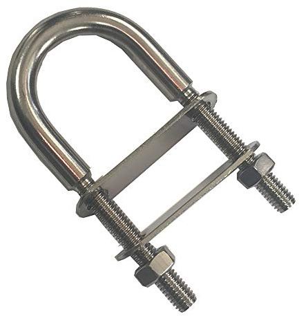 M8 x 80mm U Bolt Marine Hardware – A4 316 Stainless Steel Round Bend U-Bolt with Nuts & Plate for Boat Deck, Yacht Rigging, Pipe Clamp, Trailer & Outdoor Fixing