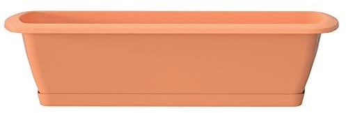 Erhard-Trading Set fioriera Alzira + sottovaso, 80 cm, colore: terracotta