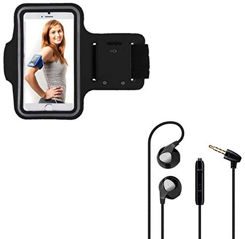 Pack Sport para Huawei P40 Lite 5G Smartphone (brazalete deportivo + auriculares planos con micrófono) Correr T8 (negro)