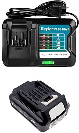CYDZ® BL1021B BL1020B batterie avec Chargeur DC10WD compatible avec Makita Light Hammers HR140D HR140DZ HR140DSMJ HR166D HR166DZ BL1015 BL1016 2000mah 10.8V et 12V sont compatibles