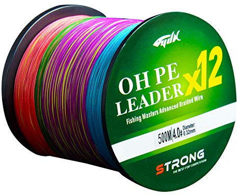 LPATTERN Angelschnur- 500M 12-Fach PE Angeln Geflochtene Schnüre, 500M-Bunt, 4.0#/0.32mm/29.5kg