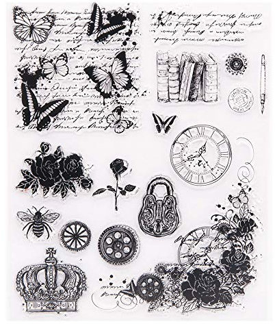 Arrietty Transparente Stempel im Vintage-Retro-Stil, Schmetterling, Englische Blumen, mit Biene,Stempel