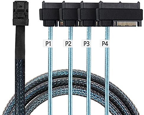 Cablecc Internes Mini SAS SFF-8643 Host auf 4 SAS 29Pin SFF-8482 Zielscheibe 6Gbps Datenserver Raid Kabel 50 cm
