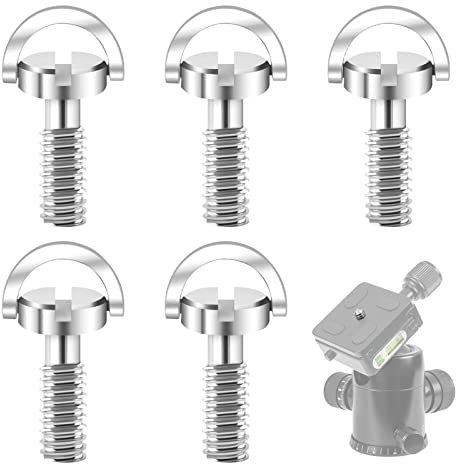5 Pcs Vite per Fotocamera da 1/4 Vite di Montaggio 1/4 per Treppiede per Fotocamera con Anello a D, Vite di Fissaggio per Piastra a Sgancio Rapido e Treppiede per Fotocamera Monopiede, Lunghezza 21mm