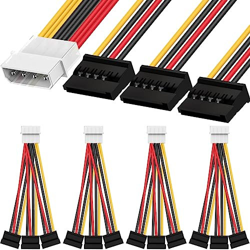 Xiatiaosann 4 Pin IDE Molex to 3 SATA Power Splitter Cable, Molex Male to Hard Drive HDD 15 Pin SATA Female Power Supply Extension Cable 20cm 7.9 inch, 5 PCS