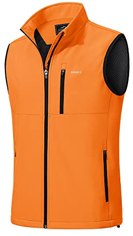 KEFITEVD Gilet Chaud Camping pour Hommes Gilets Légers Randonnée Photographie Pêche 4 Poches Veste Sans Manches,Orange,3XL