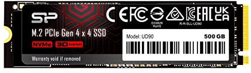 Silicon Power 500Go UD90 NVMe 4.0 Gen4 PCIe M.2 SSD R/W up to 5,000/3,850 MB/s (SP500GBP44UD9005)