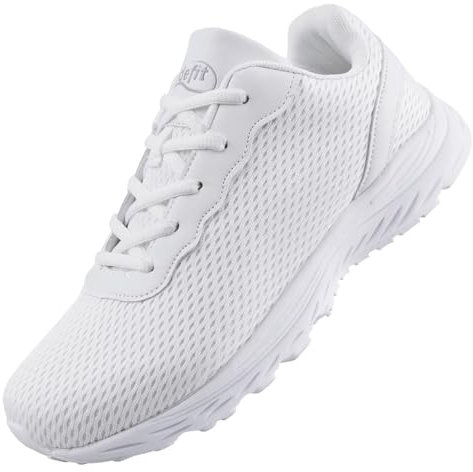 Knixmax Outdoor Wide Fit Trainers for Men Women Classic Running Shoes Athletic Gym Sneakers Lightweight Breathable Comfortable Unisex White Man UK8-EU42