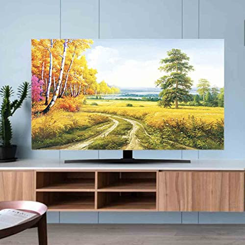 Landschaft Blumen Bilder Ornament Home TV Abdeckung Staubschutz Tuch 32/65/80 Zoll TV/Monitor Zubehör Haushalt Hängende Desktop gebogen TV Universal Dekoration (A,40-43 Zoll (102 x 65 cm))