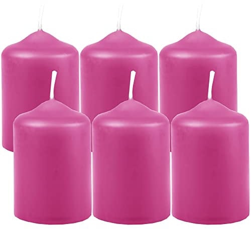 HS Candle Wachskerzen Stumpenkerzen Rose Ø4cm x 6cm (6 Stück) Teelicht Durchmesser, in vielen Farben - Hergestellt in EU - Kerzen Blockkerzen - Wachs