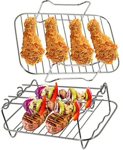 SPARES2GO Grill Shelf Racks Compatible with Emtronics EMDAF9LD Air Fryer (+ 4 Skewers)