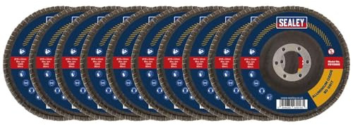 Sealey Aluminium Oxide Flap Discs, Size/Bore; Ø115/22mm, 80Grit - Pack of 10 - FD11580E10