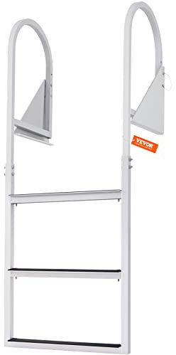 VEVOR Escalera de Muelle de 3 Escalones Carga de 158 kg Escalera de Pontón Escalón de Aleación de Aluminio Pedales Antideslizantes 50,8 mm para Barco, Lago, Piscina, Embarque Marino