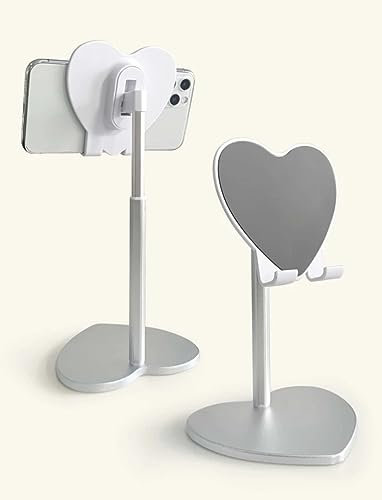 PhoneMoov Support Gris métal Design Coeur téléphone Universel pour Smartphone et Tablette, Compatible avec Tous Les modèles, résistant et Robuste, pour iPhone, Samsung, Huawei, iPad, Xiaomi.