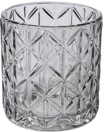 Teelichthalter Noble 10cm. Teelichtglas Windlicht Kerzenglas Kerzenhalter mit Motiv grau HELLGRAU