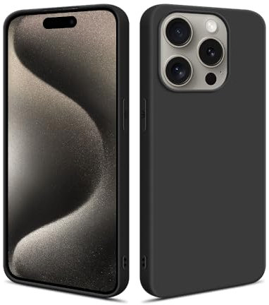 HSP Hülle für Apple iPhone 15 Pro [Staubabweisend] Handyhülle | Premium TPU Silikon Case Schutzhülle | Kratzfest Stoßfest Fallschutz | Kameraschutz Displayschutz | Passgenau Dünn Matt | Schwarz