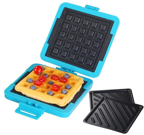 MKYSAIL Mikrowellen-Toaster, Sandwichtoaster und Waffelmaschine, spülmaschinenfest, ohne Strom, kabellos, Zeitersparnis, schnell (Blau, Sandwich und Waffel)