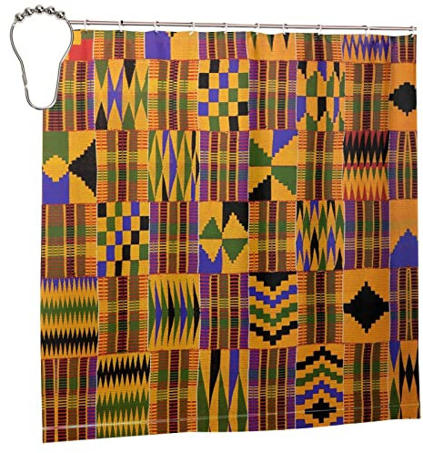 FJAUOQ Rideau de douche à motif ethnique africain (182,9 x 182,9 cm), rideau de douche décoratif de salle de bain, rideau de douche imperméable avec 12 crochets