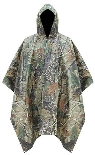 Harrington Marley Camouflage Poncho Waterproof Hooded Rain Hiking Shooting Army Fishing Camo, Rain Poncho