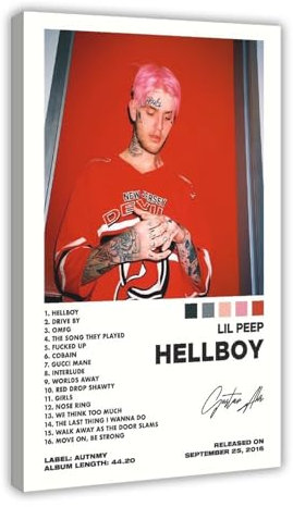 MEZUMI Lil Peep HELLBOY Musik Cover Leinwand Poster Schlafzimmer Dekor Sport Landschaft Büro Zimmer Dekor Geschenk Rahmenstil 60 x 90 cm