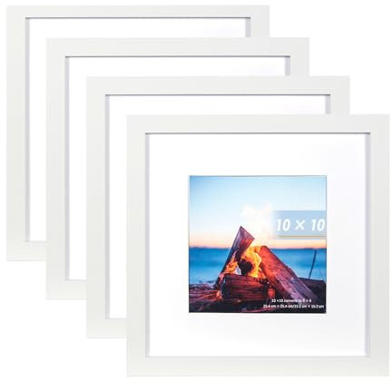 Bilderrahmen aus Holz, 25,4 x 25,4 cm, mit Halterung für 15,2 x 15,2 cm große Fotos, freistehend und Wandmontage