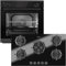 Oranier Einbau-Backofen Set EBS220 autark - 5 Funktionen inkl. 90 cm Gas-Glaskeramik-Kochfeld GKH890-5 Kochstellen mit Design Bedienknebel