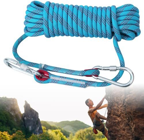 MEYAGOT 10mm Corda Per Arrampicata, 20m Corda Da Arrampicata All'aperto, Corda Statica Per Arrampicata, Corda Arrampicata Corda Di Nylon Ad Alta Resistenza Della Treccia Della Corda Di Sicurezza
