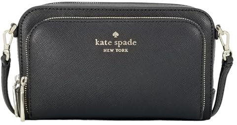 Kate Spade Staci Umhängetasche mit doppeltem Reißverschluss, Schwarz, Schwarz, Small