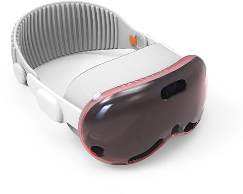 Transparent Protective Cover for Vision Pro VR Anti-slip Case Breathable Front Protective VR Scratch-Resistant Shell Dust-Proof Protective Shell VR Headset Accessories (Transparent Red)