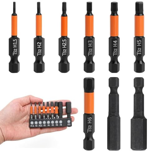 9 Pcs Magnetic Allen Key Drill Bit Set, H1.5-H10 50mm Hex Allen Key, Hex Drill Bit Set, Drill Screwdriver Bits, for ElectricManual Screwdrivers
