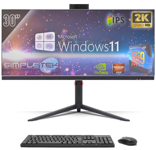 SIMPLETEK - Gaming PC All in One 30 IPS 2K Core i9 RTX 4060 8GB | Windows 11 Pro | 16GB DDR4 240GB SSD M2 + 2TB | Computer Fisso da Gaming Tutto in Uno WiFi6 HDMI