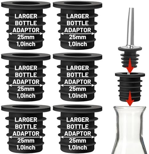 Bottle Adapter Set for Large Olive Oil Bottles and Bottle Pourers for Alcohol, Wine Bottles, Liquor Pour Spout - Up to 1 inch/25 mm Neck, Converts Any Spout to Large Pouring Spout