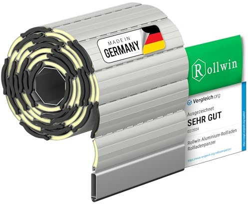 Rollwin ROLLADEN ALU Maxi 52 Hellgrau Ungebohrte Endleiste Rolladenpanzer Aluminium Lamelle mit Rollladendämmung Rollladenfenster Rollladen DEUTSCHE Produktion zum Einbauen Hier Konfigurieren »»